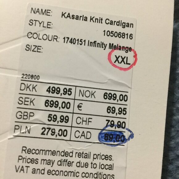 NWT Kaffe longer length open front blue vest with pockets size XXL 8% wool - Picture 5 of 5